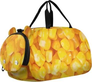 Ripe Corn Yellow Sports Duffle Bag for Girls Boys, Gym Bag with Shoe Compartment, Kids Travel Overnight Weekender Shoulder Bag