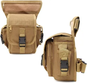 Roaring Fire Multi-Functional Waist Bag, Drop Leg Bag, Waist Pack, Tactical Military Waterproof EDC Fanny Pack for Trekking, Outdoor, Hiking, Motorcycling, Cycling, Traveling, Sling Chest Shoulder Bag
