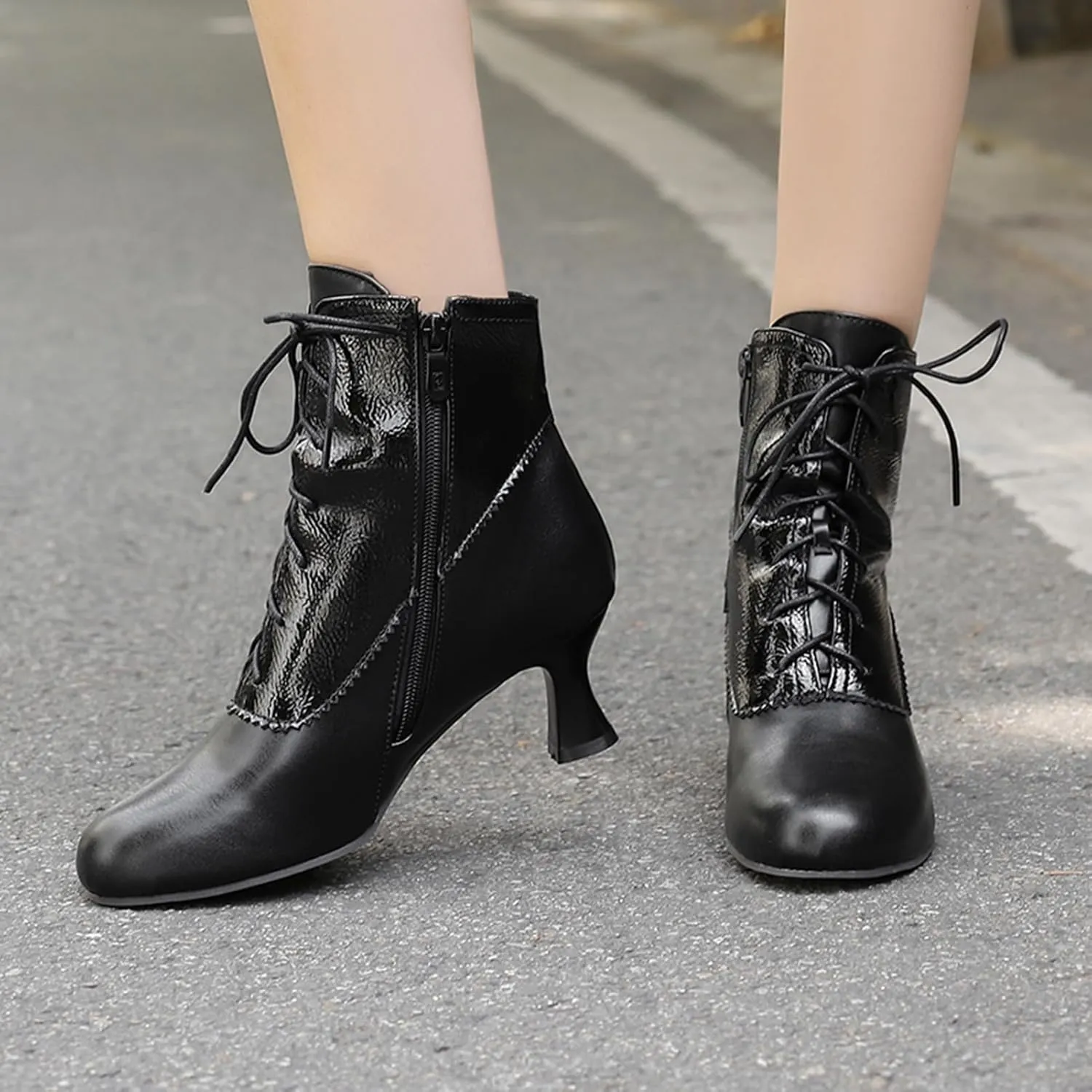 Roimaash Vintage Women's Ankle-High Booties Victorian Boots