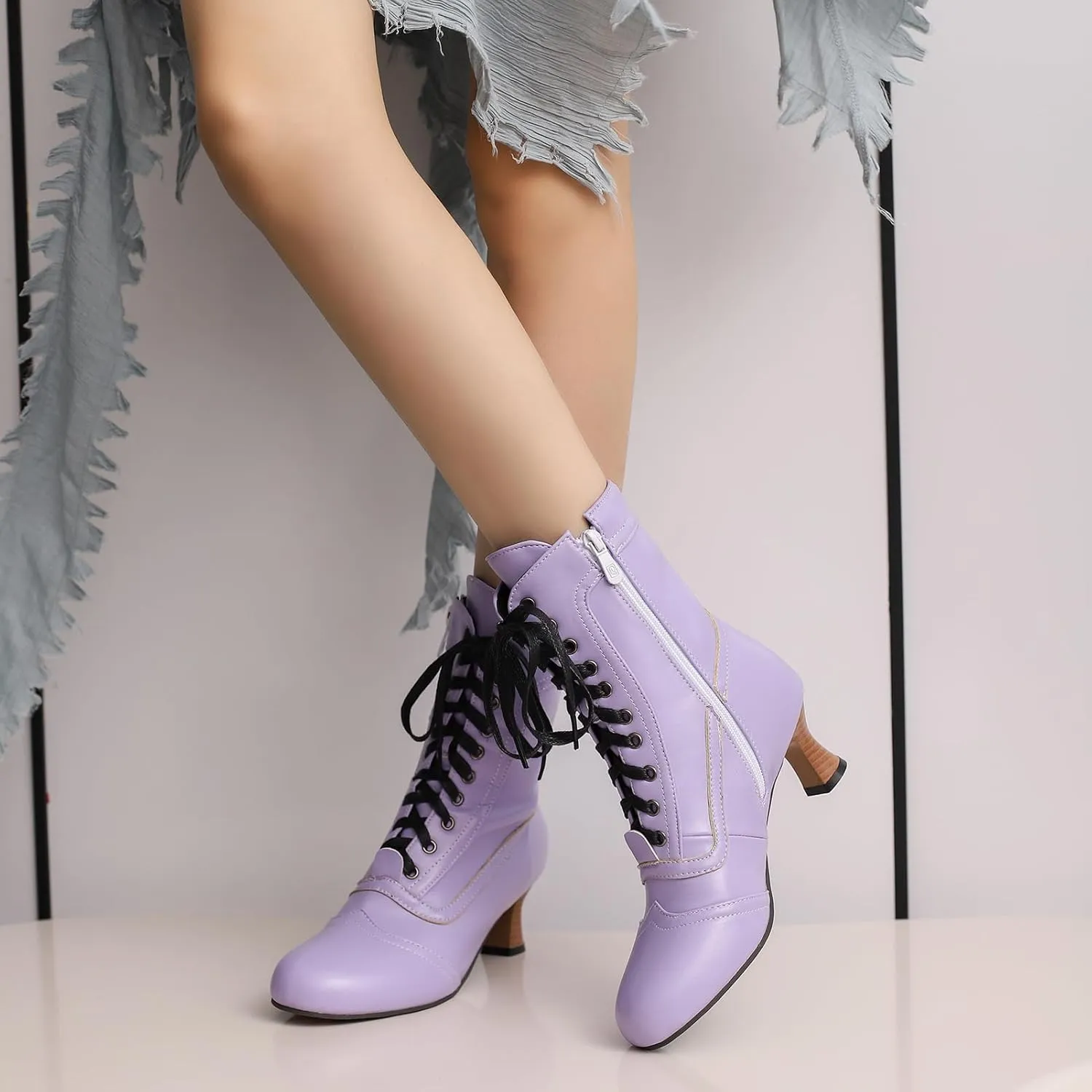 Roimaash Vintage Women's Ankle-High Booties Victorian Boots