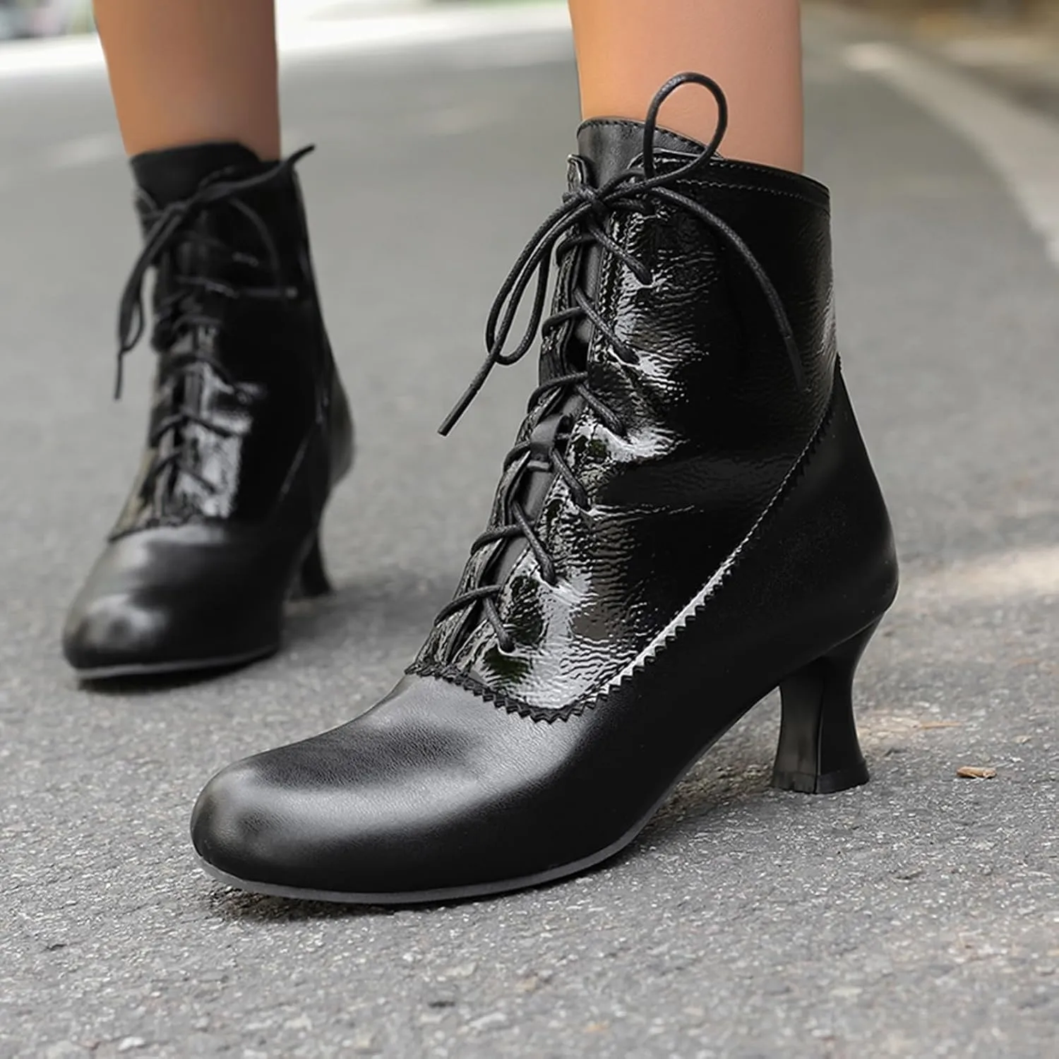 Roimaash Vintage Women's Ankle-High Booties Victorian Boots