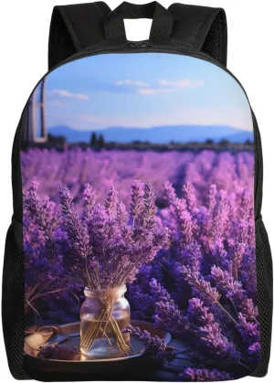 Romantic Lavender Travel Backpack for Women Men Large Laptop Bag 16.1Inch College Bag Casual Daypack
