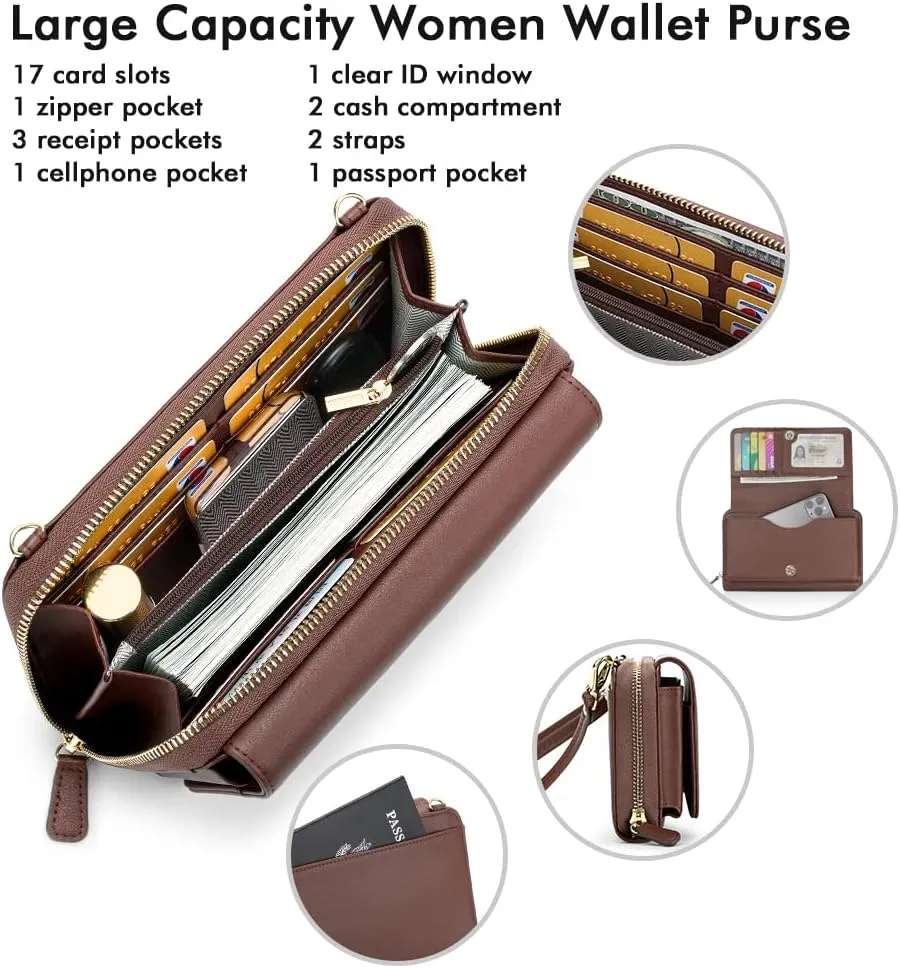 RONSIN Crossbody Bag for Women Wristlet Wallets with RFID Card Small Clutch Purses for Party Prom