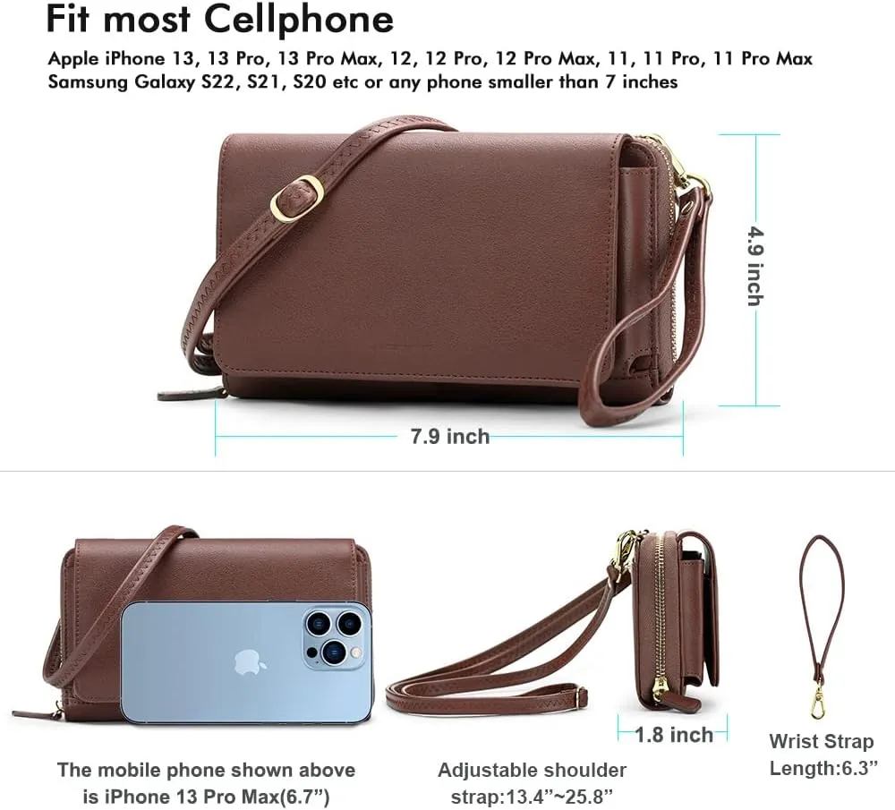 RONSIN Crossbody Bag for Women Wristlet Wallets with RFID Card Small Clutch Purses for Party Prom