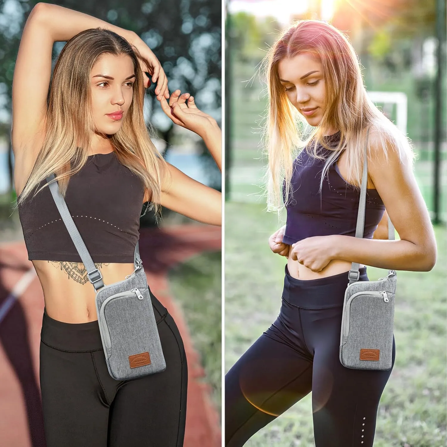 RONSIN Women Crossbody Bag Nylon Cell Phone Purses Wallet Travel Pouch Shoulder Strap with Anti Theft Locking Zipper