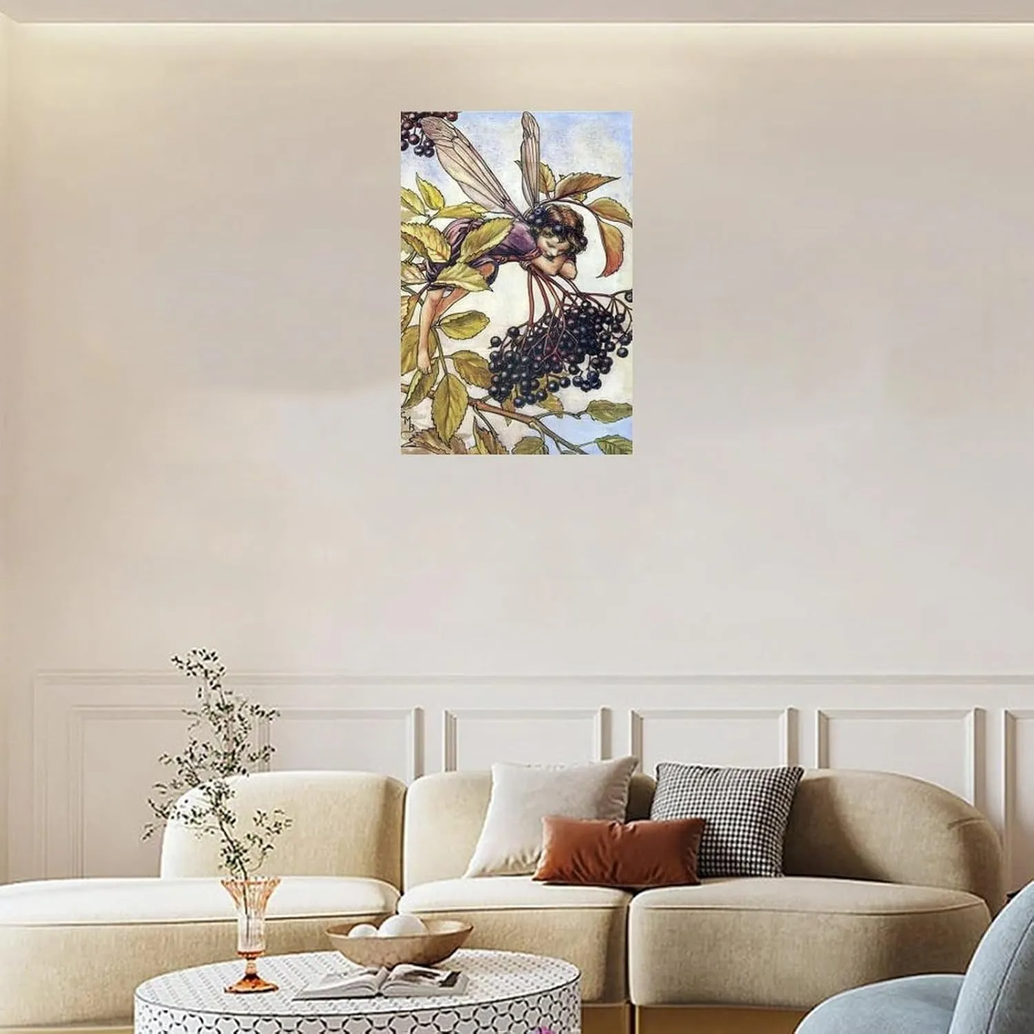 RUICAI Canvas Artwork Home Decor The Elderberry Fairy Illustration By Cicely Mary Barker （1） Canvas Poster Bedroom Decor Office Room Decor Gift Unframe-style 08x12inch(20x30cm)