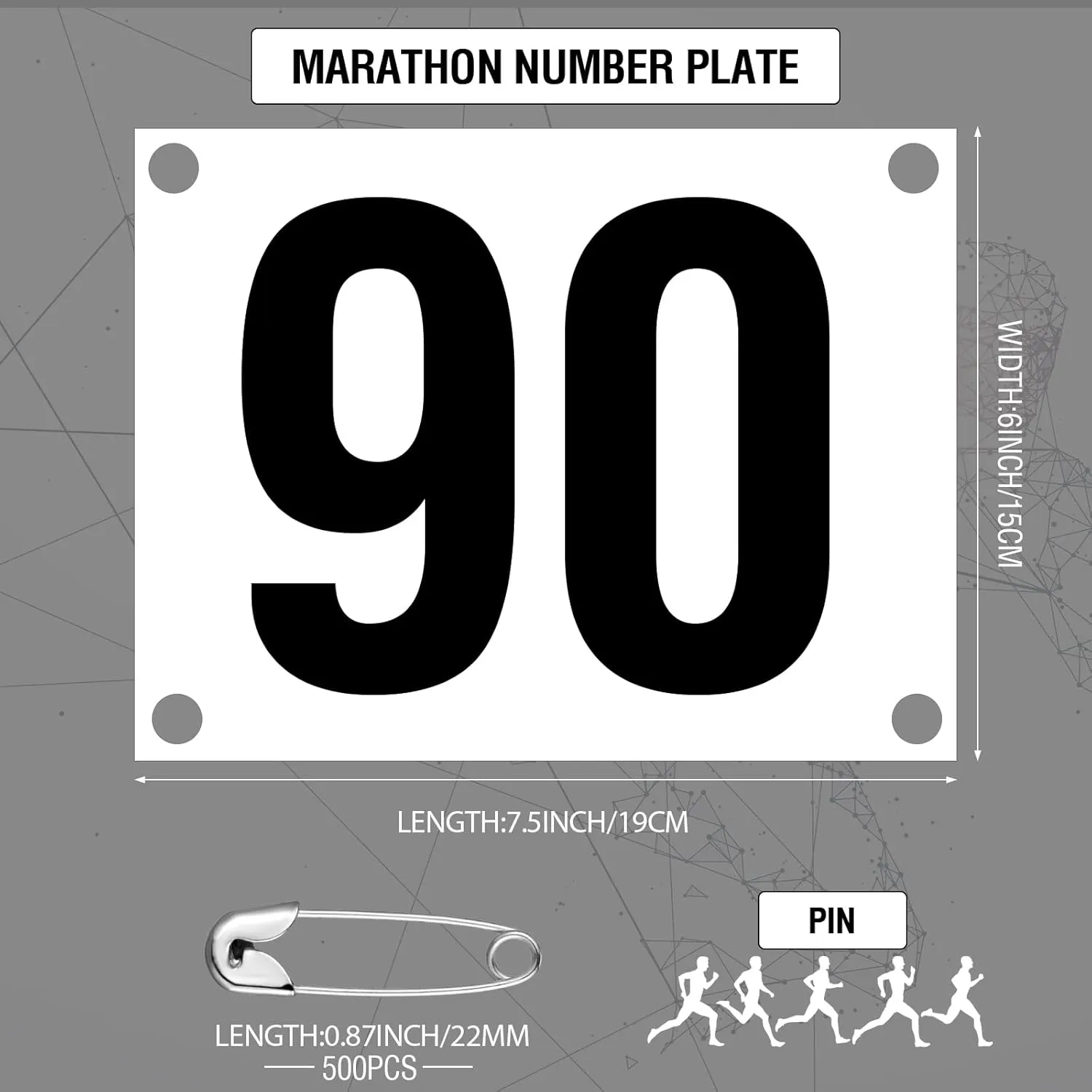 Running Bib Numbers with Safety Pins for Marathon Sports Competition Events Tearproof Waterproof, 6 x 7.5 Inch