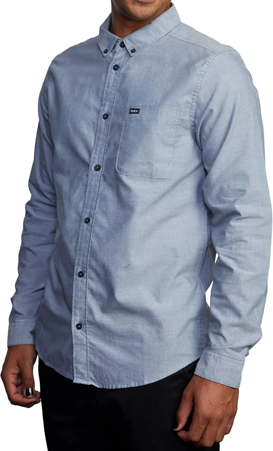RVCA Men's Long Sleeve Button Down Slim Fit Oxford Woven Shirt