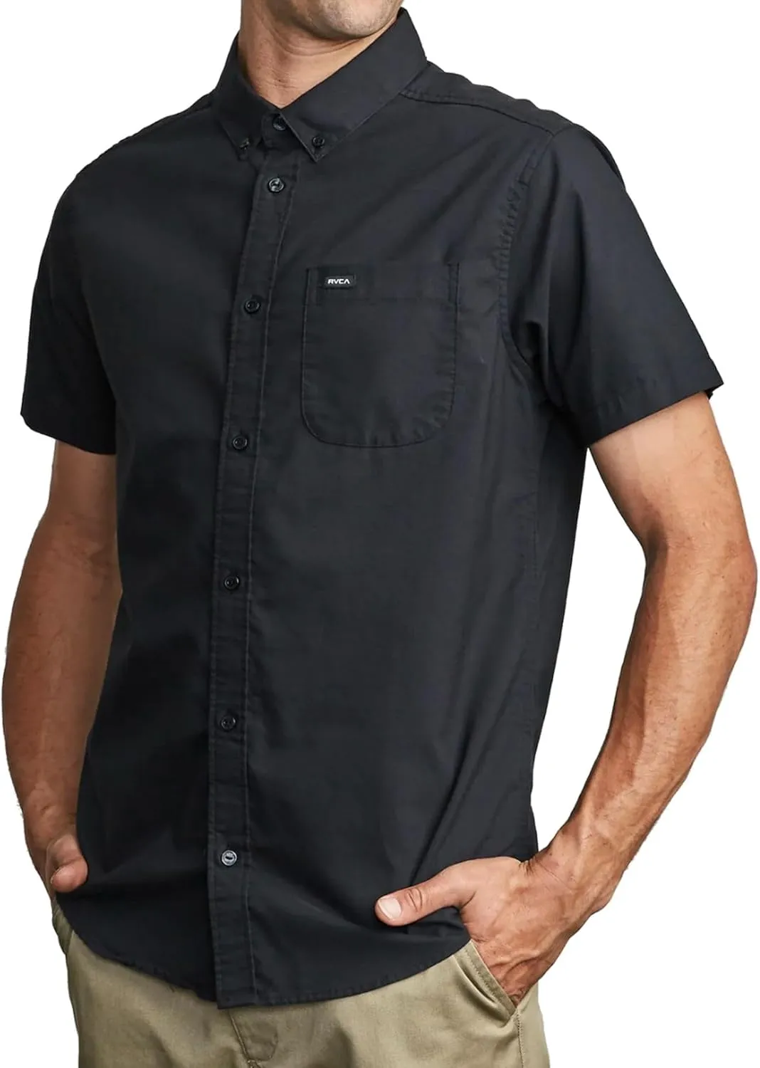 RVCA Men's Short Sleeve Button Down Oxford Shirt