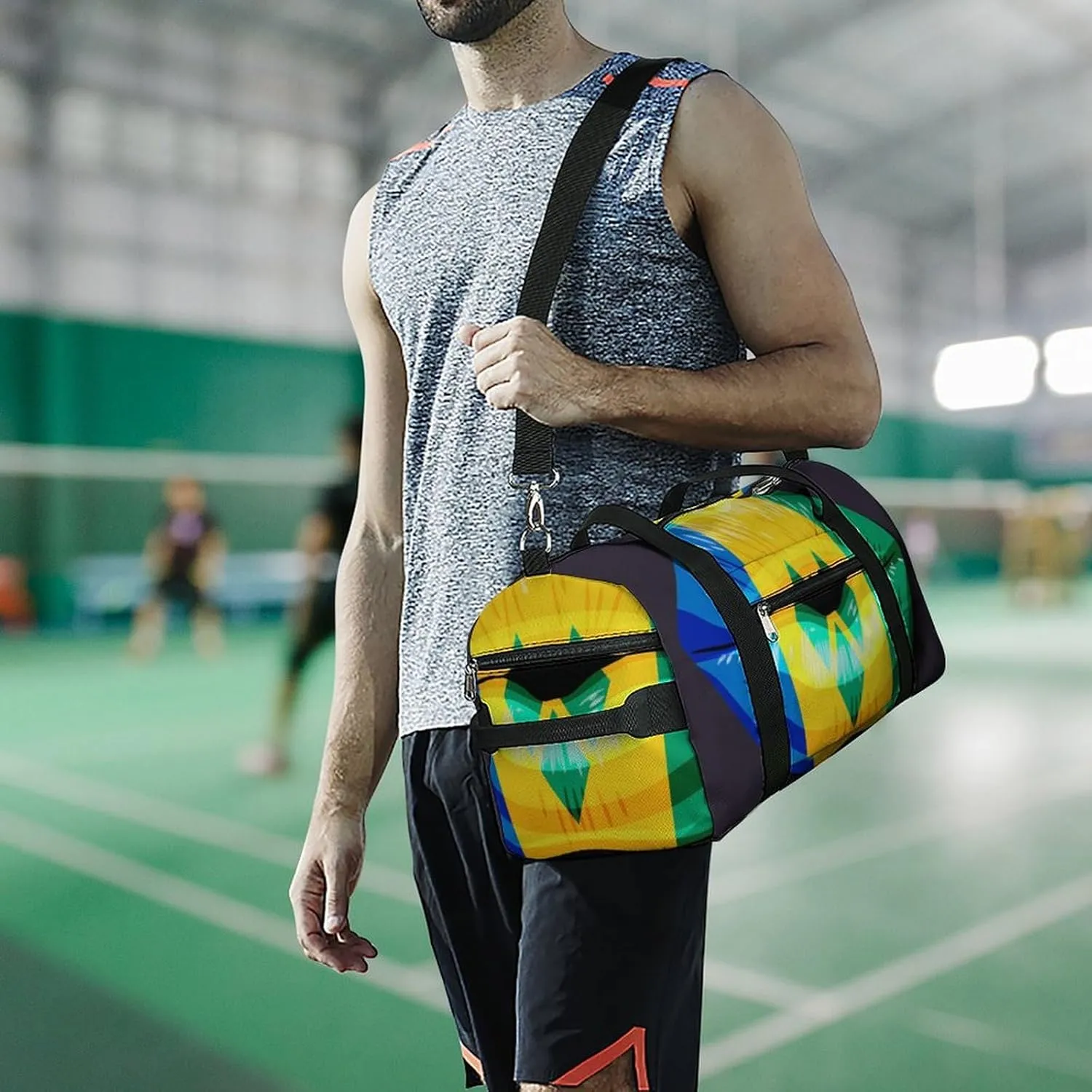 Saint Vincent Grenadines Flag Lips Duffel Bag for Men Women with Shoe Compartment Lightweight Gym Bag