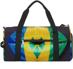Saint Vincent Grenadines Flag Lips Duffel Bag for Men Women with Shoe Compartment Lightweight Gym Bag
