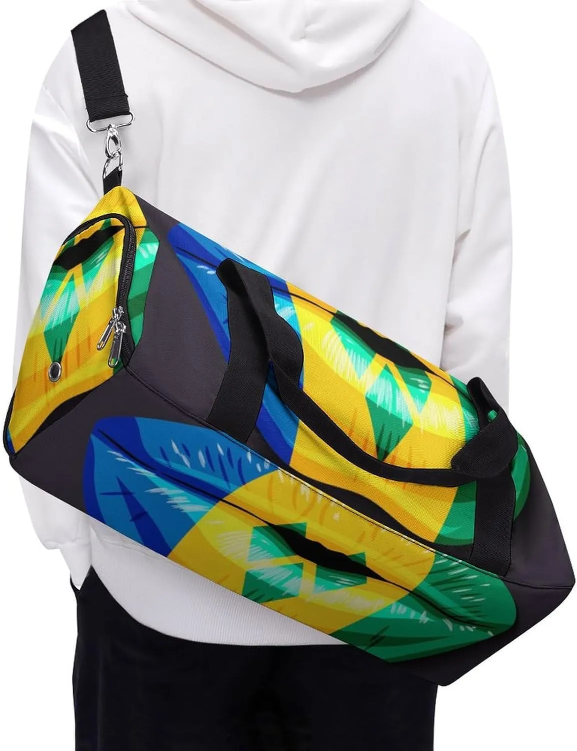 Saint Vincent Grenadines Flag Lips Duffel Bag for Men Women with Shoe Compartment Lightweight Gym Bag