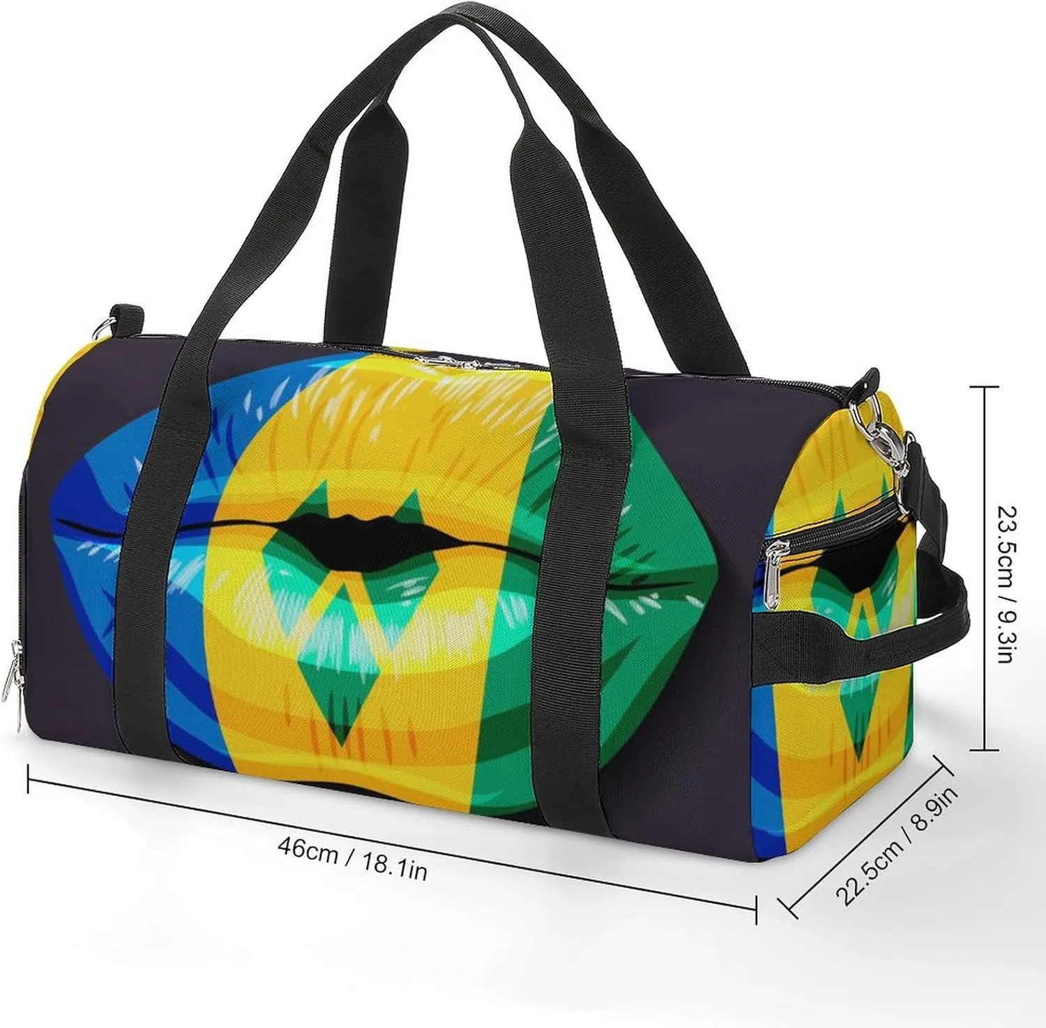 Saint Vincent Grenadines Flag Lips Duffel Bag for Men Women with Shoe Compartment Lightweight Gym Bag