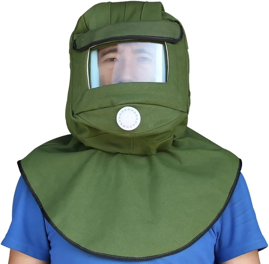 Sand Blasting Hood Cap, Canvas Shawl Sandblaster Protective Gear Mask Anti-dust Hood for Spraying Sanding Cutting, DIY Painting Woodworking Protection