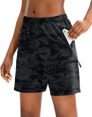 SANTINY Women's 5''/ 7''/9'' Hiking Cargo Shorts Quick Dry Lightweight Summer Shorts for Women Athletic Golf Zipper Pockets