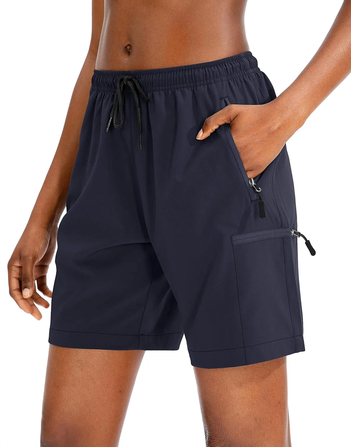 SANTINY Women's 5''/ 7''/9'' Hiking Cargo Shorts Quick Dry Lightweight Summer Shorts for Women Athletic Golf Zipper Pockets