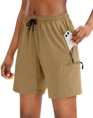 SANTINY Women's 5''/ 7''/9'' Hiking Cargo Shorts Quick Dry Lightweight Summer Shorts for Women Athletic Golf Zipper Pockets
