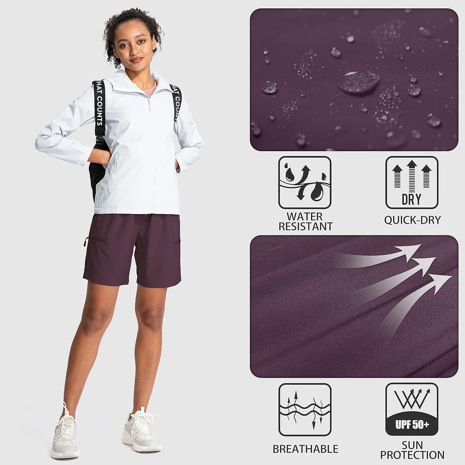 SANTINY Women's 5''/ 7''/9'' Hiking Cargo Shorts Quick Dry Lightweight Summer Shorts for Women Athletic Golf Zipper Pockets