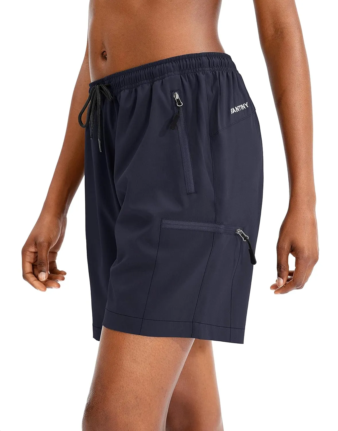 SANTINY Women's 5''/ 7''/9'' Hiking Cargo Shorts Quick Dry Lightweight Summer Shorts for Women Athletic Golf Zipper Pockets