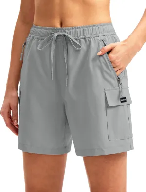 SANTINY Women's 5''/ 7''/9'' Hiking Cargo Shorts Quick Dry Lightweight Summer Shorts for Women Athletic Golf Zipper Pockets
