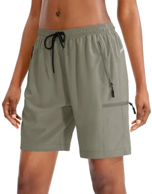 SANTINY Women's 5''/ 7''/9'' Hiking Cargo Shorts Quick Dry Lightweight Summer Shorts for Women Athletic Golf Zipper Pockets
