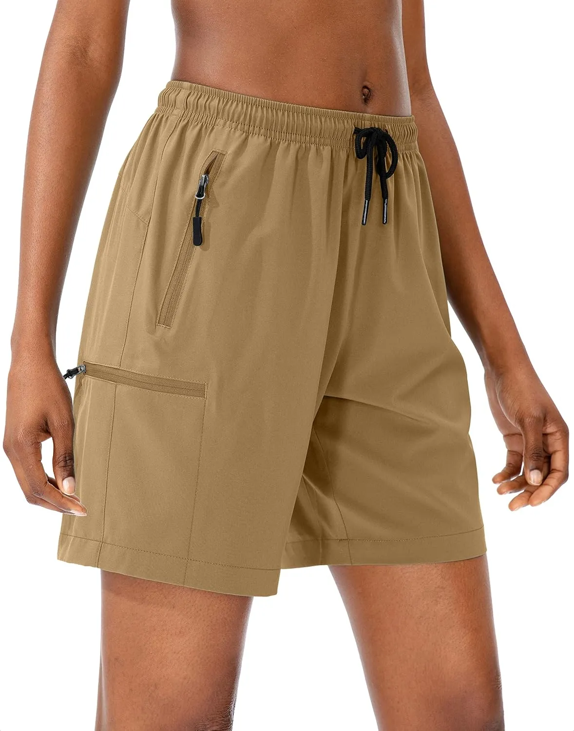 SANTINY Women's 5''/ 7''/9'' Hiking Cargo Shorts Quick Dry Lightweight Summer Shorts for Women Athletic Golf Zipper Pockets