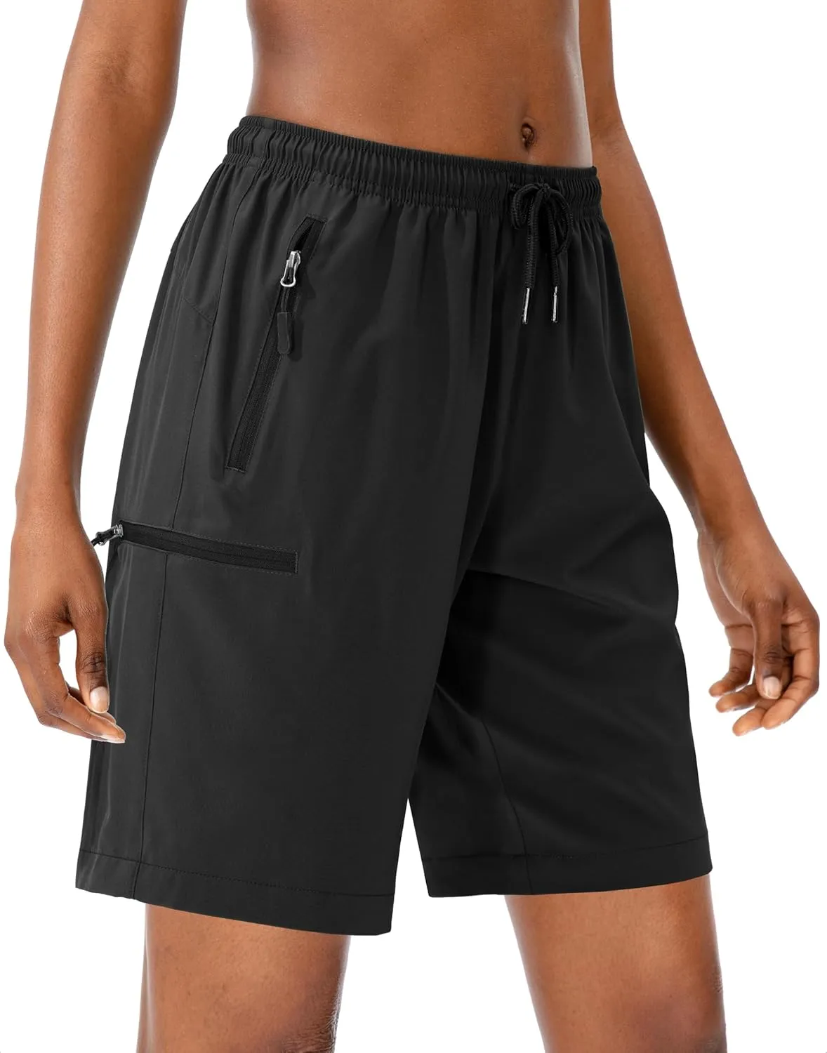 SANTINY Women's 5''/ 7''/9'' Hiking Cargo Shorts Quick Dry Lightweight Summer Shorts for Women Athletic Golf Zipper Pockets