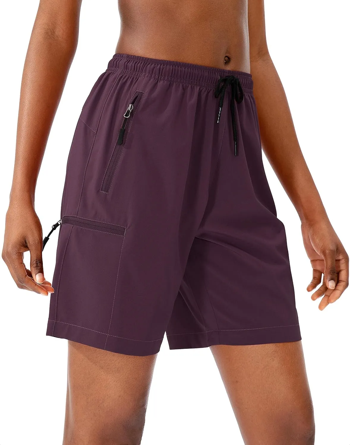 SANTINY Women's 5''/ 7''/9'' Hiking Cargo Shorts Quick Dry Lightweight Summer Shorts for Women Athletic Golf Zipper Pockets