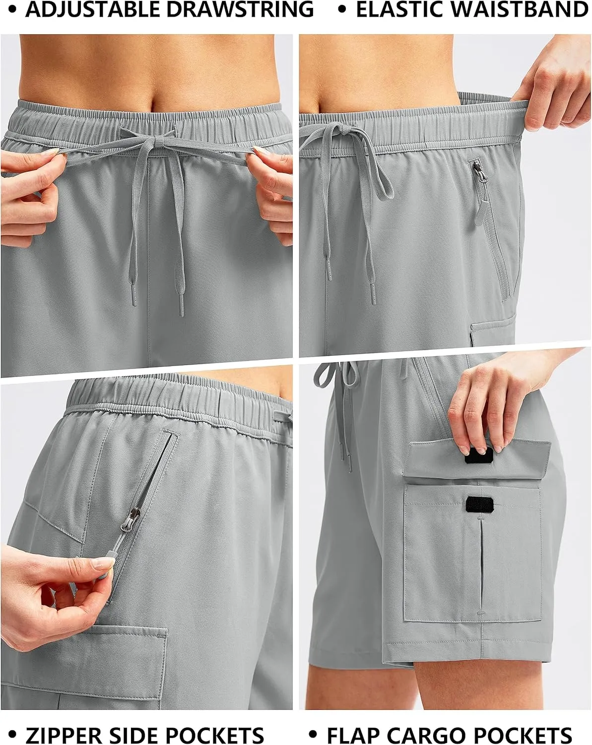 SANTINY Women's 5''/ 7''/9'' Hiking Cargo Shorts Quick Dry Lightweight Summer Shorts for Women Athletic Golf Zipper Pockets