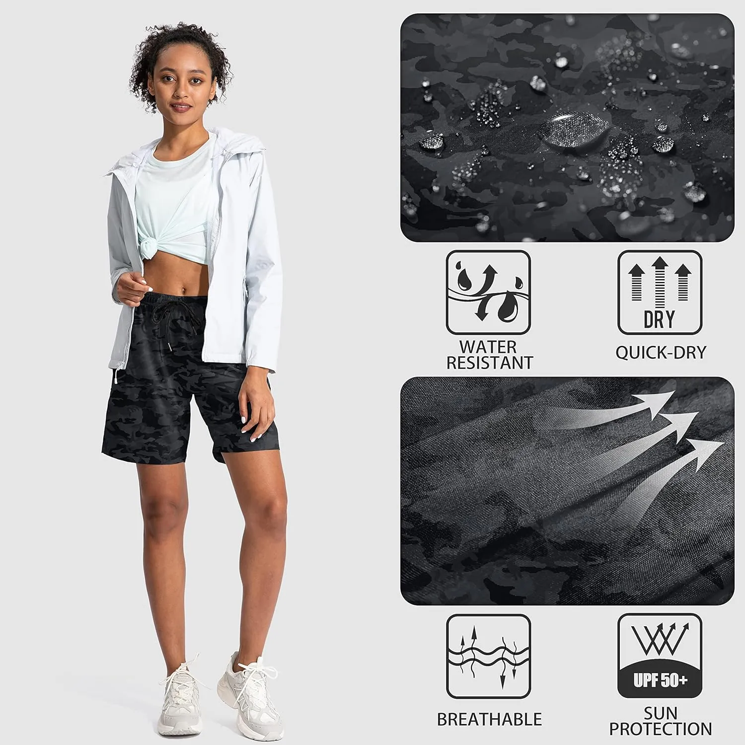SANTINY Women's 5''/ 7''/9'' Hiking Cargo Shorts Quick Dry Lightweight Summer Shorts for Women Athletic Golf Zipper Pockets