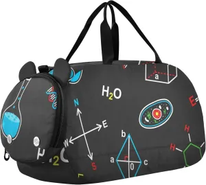 Science Pattern Sports Duffle Bag for Girls Boys, Gym Bag with Shoe Compartment, Kids Travel Overnight Weekender Shoulder Bag