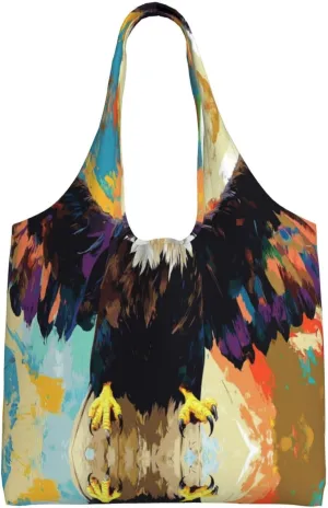 screaming eagle flying Handbag, lightweight medium-sized reusable grocery bag, canvas tote bag