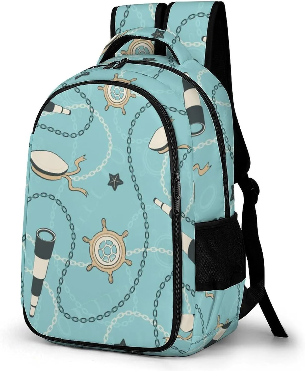 Sea Sailor Voyage Pattern Laptop Backpack Travel Bags Daypack Durable Work Camping Hiking Back Packs for Women Men