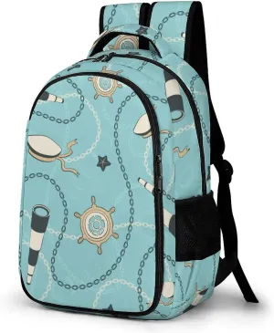 Sea Sailor Voyage Pattern Laptop Backpack Travel Bags Daypack Durable Work Camping Hiking Back Packs for Women Men