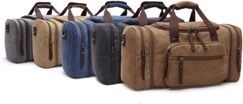 Sechunk Duffle Bag Canvas Large Outdoor Shoulder Bag Overnight Handbag Travel Tote Luggage Weekender Bag