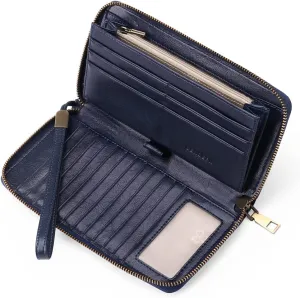 SENDEFN Leather Women's Wallets RFID Blocking Zip Around Large Capacity Long Credit Card Holder Wallet