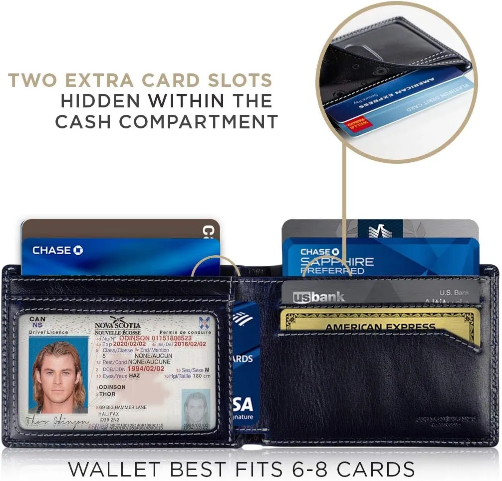 SERMAN BRANDS Mens Slim Bifold Wallet RFID Blocking Minimalist Front Pocket Wallets for Men - Thin & Stylish