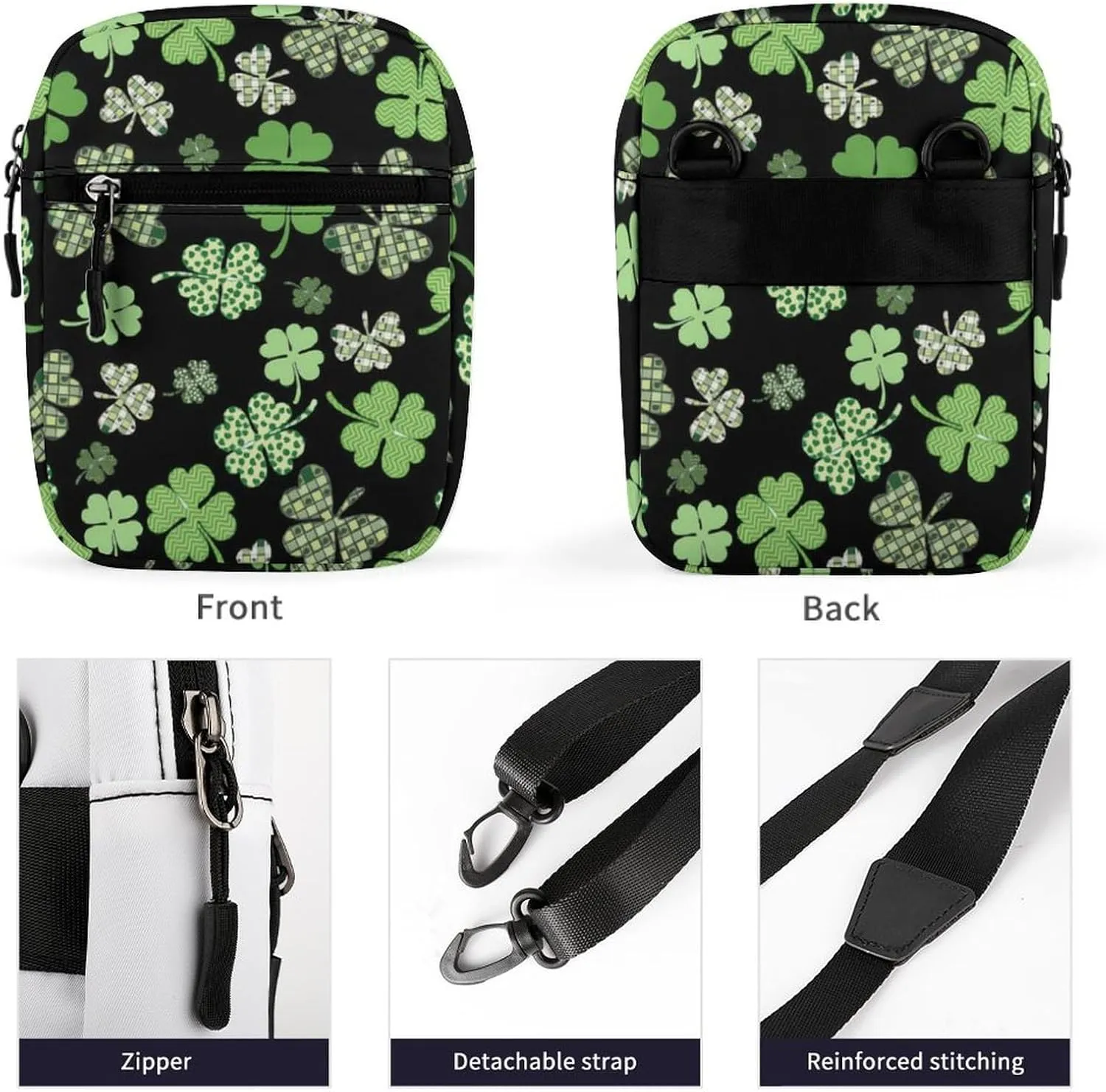 Shamrock Clover Green St. Crossbody Bag Small Shoulder Bag Waterproof, Lightweight And Convenient
