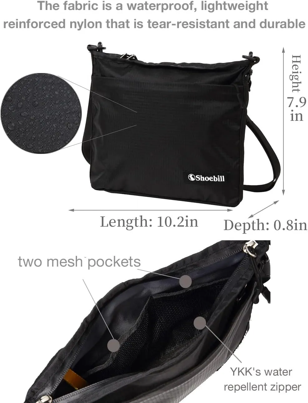 Shoebill Small Crossbody Bag Sacoche bag 2L Nylon for Men Women
