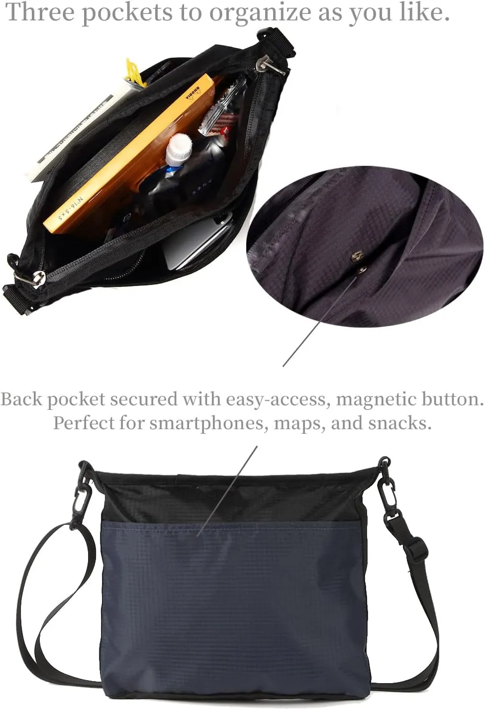 Shoebill Small Crossbody Bag Sacoche bag 2L Nylon for Men Women