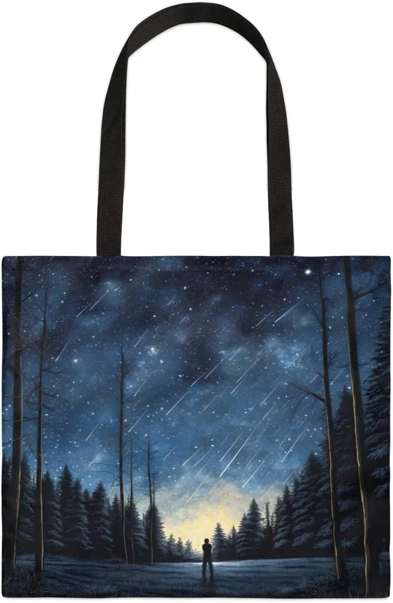 Shooting Stars At Night Canvas Tote Bag for Women Men Stylish Tote Handbag Shoulder Bag Reusable Grocery Bag