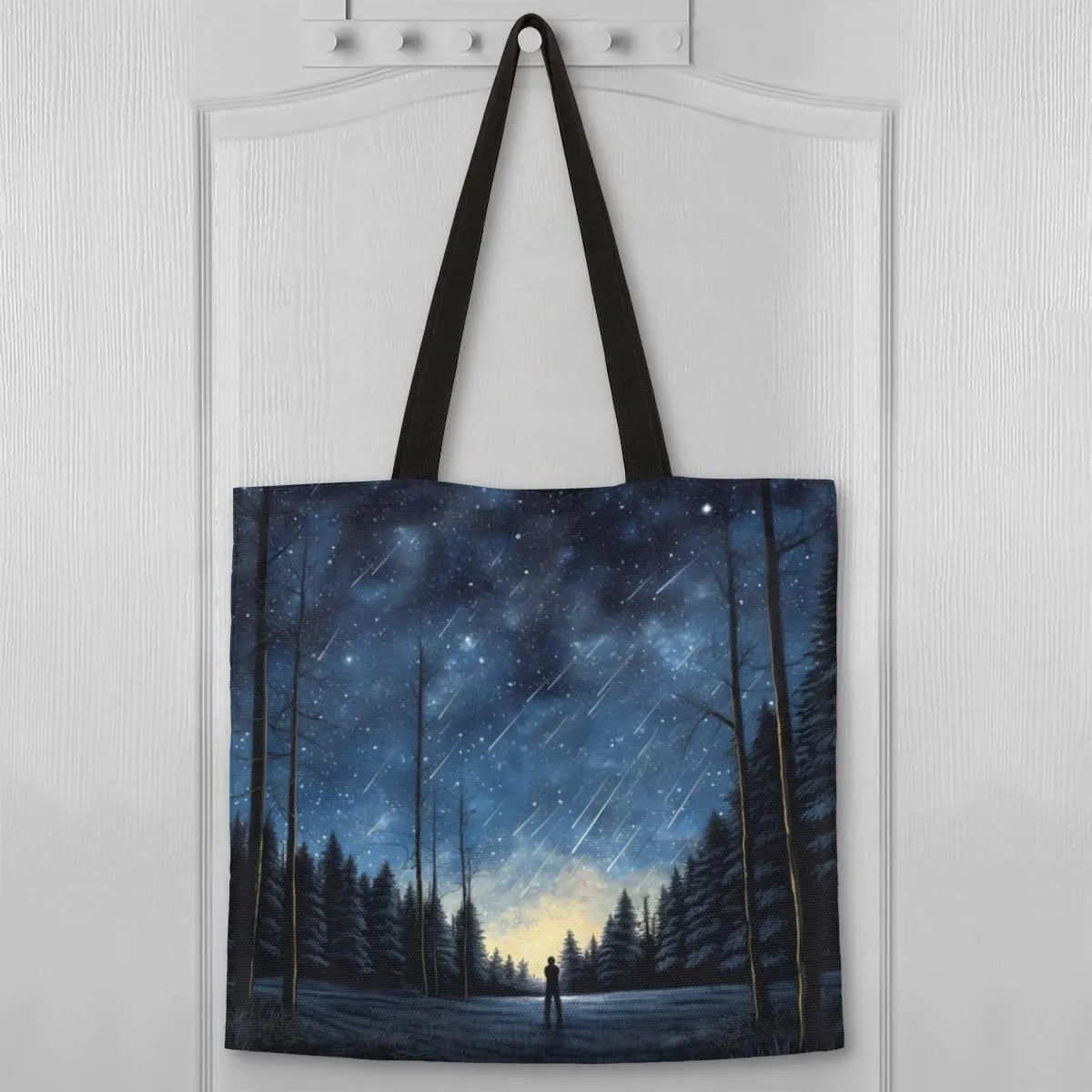 Shooting Stars At Night Canvas Tote Bag for Women Men Stylish Tote Handbag Shoulder Bag Reusable Grocery Bag