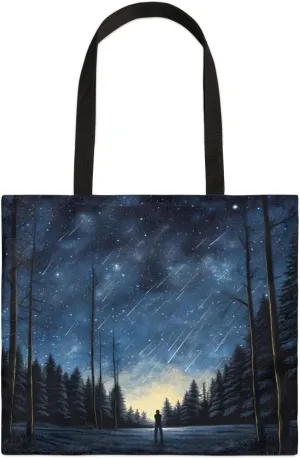 Shooting Stars At Night Canvas Tote Bag for Women Men Stylish Tote Handbag Shoulder Bag Reusable Grocery Bag