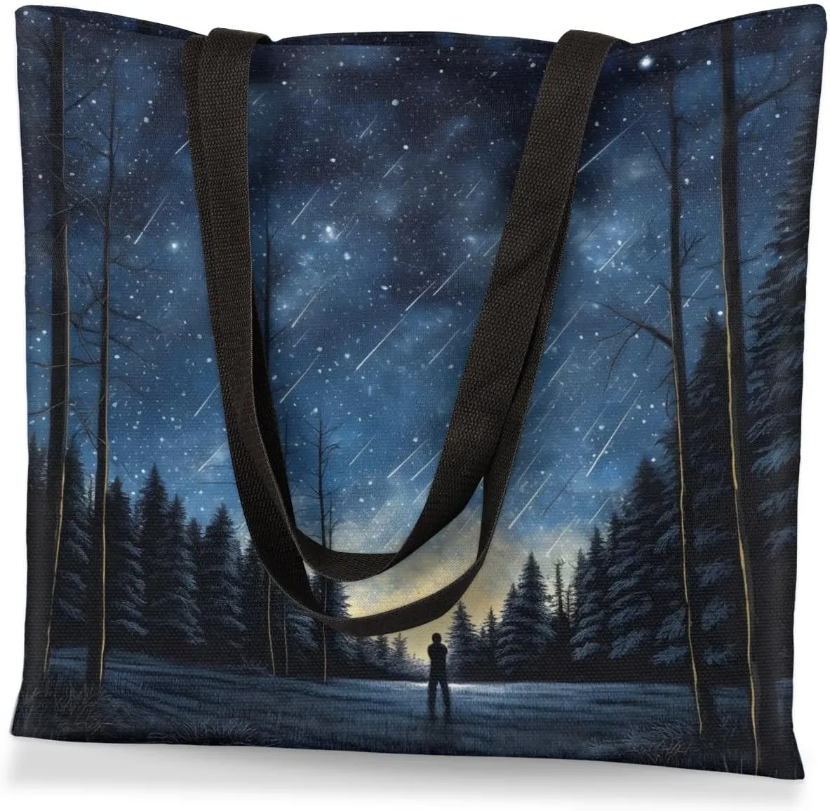 Shooting Stars At Night Canvas Tote Bag for Women Men Stylish Tote Handbag Shoulder Bag Reusable Grocery Bag