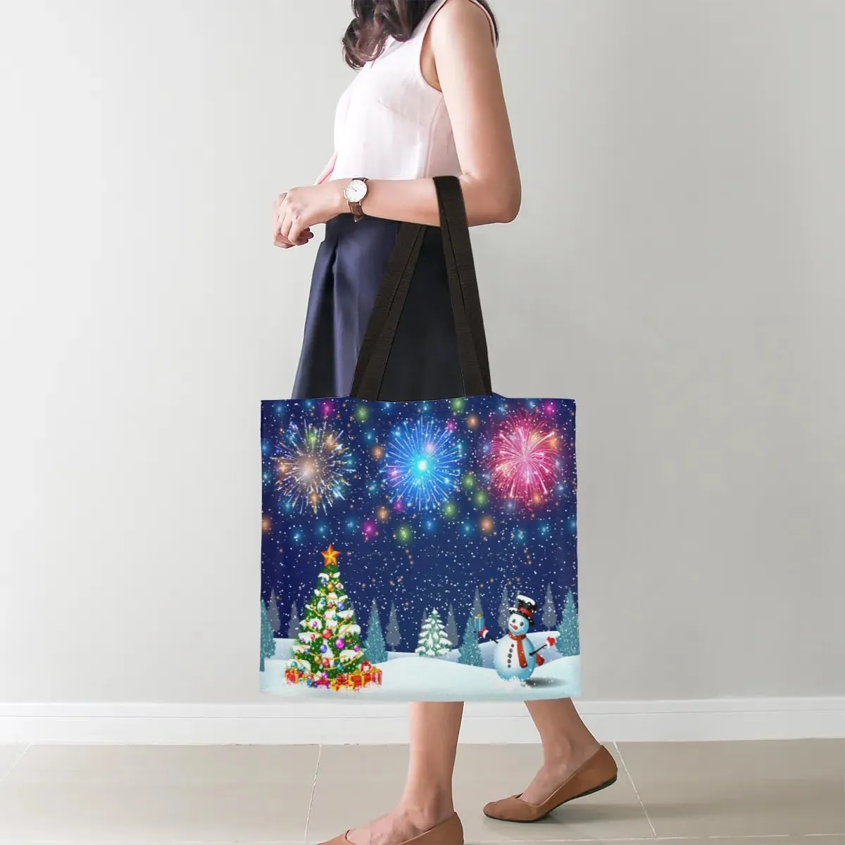 Shooting Stars At Night Canvas Tote Bag for Women Men Stylish Tote Handbag Shoulder Bag Reusable Grocery Bag