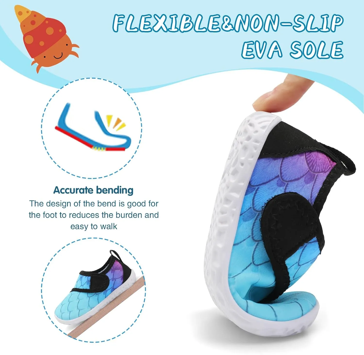 shopUAL Toddler Water Shoes Kids Girls Boys Beach Aqua Socks Skin Barefoot Walking Water Shoes Quick Dry Non-Slip Breathable Swim Pool Surf