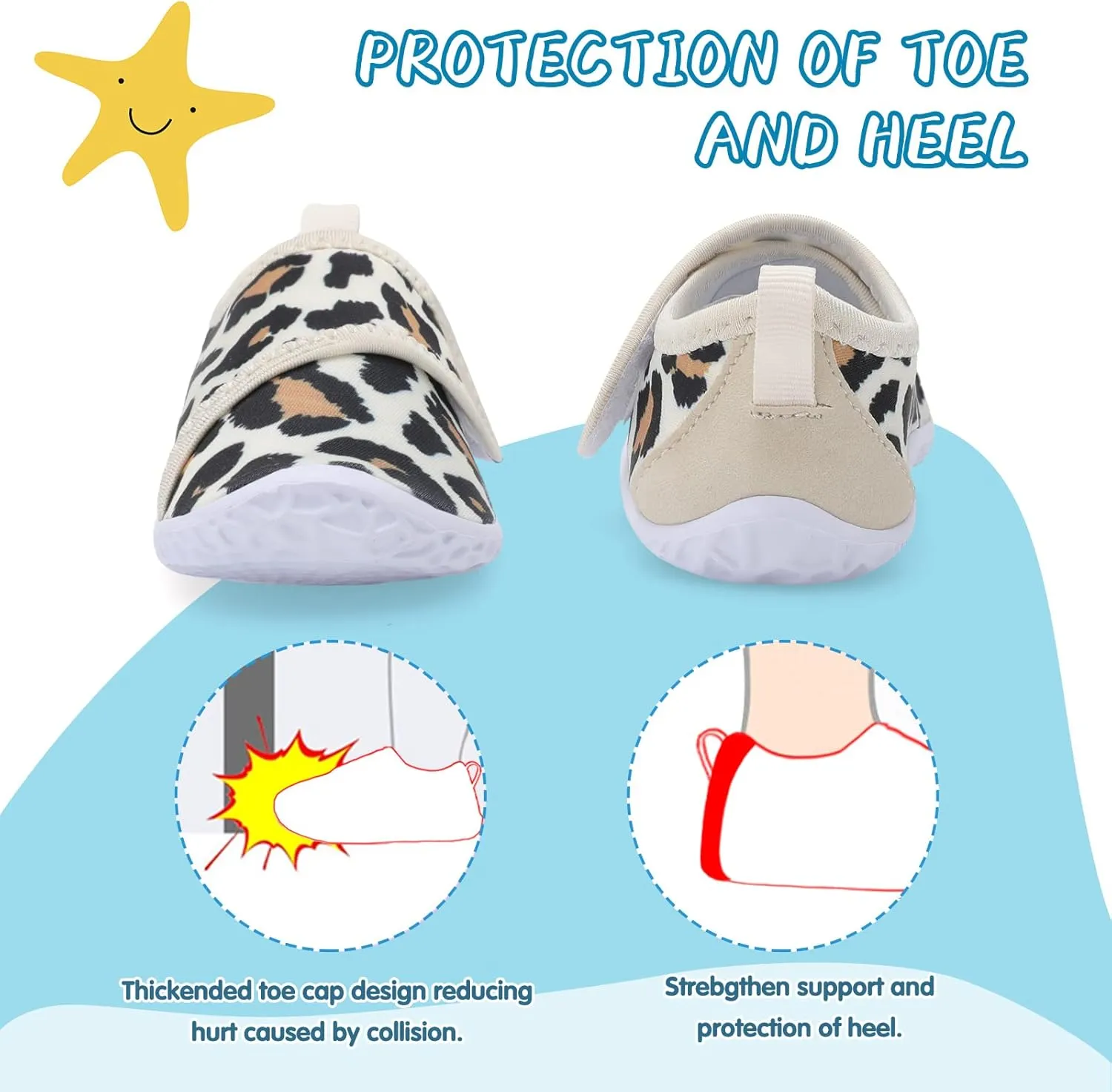 shopUAL Toddler Water Shoes Kids Girls Boys Beach Aqua Socks Skin Barefoot Walking Water Shoes Quick Dry Non-Slip Breathable Swim Pool Surf