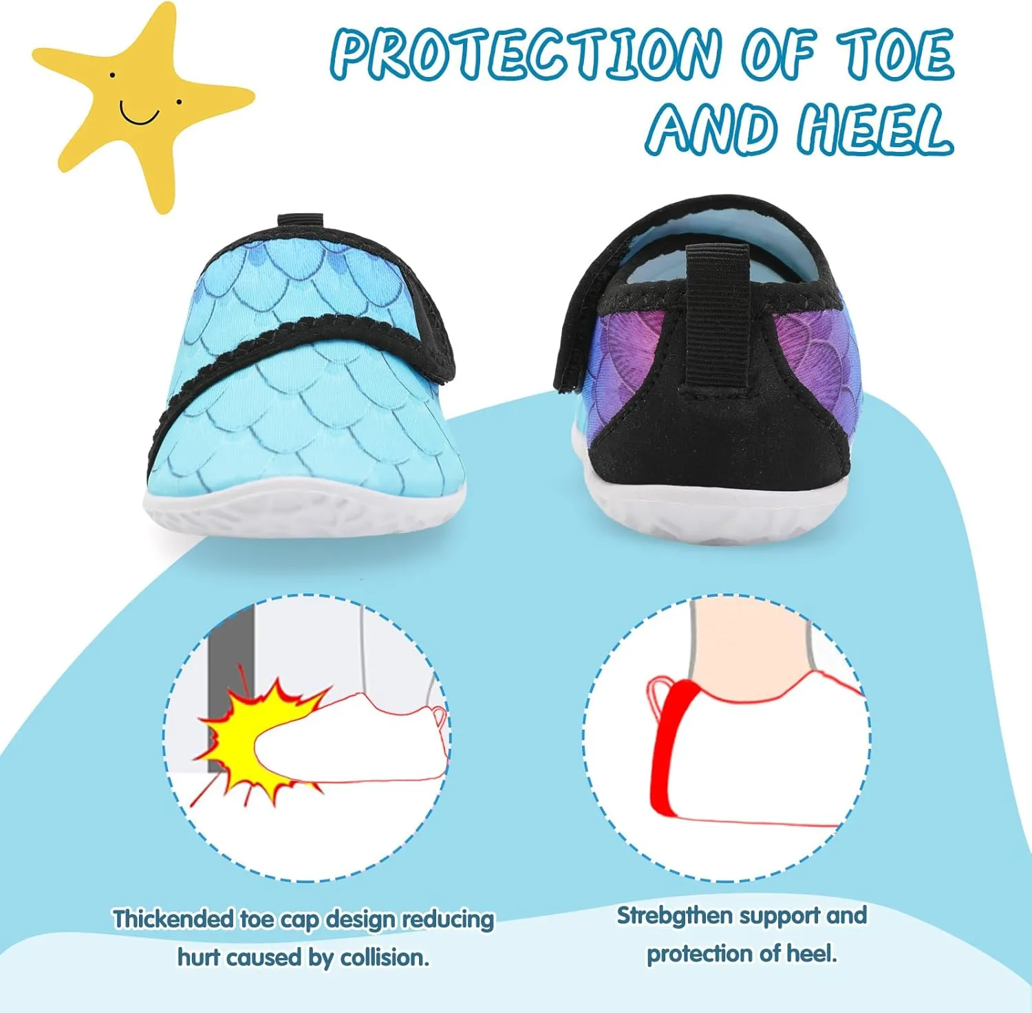 shopUAL Toddler Water Shoes Kids Girls Boys Beach Aqua Socks Skin Barefoot Walking Water Shoes Quick Dry Non-Slip Breathable Swim Pool Surf