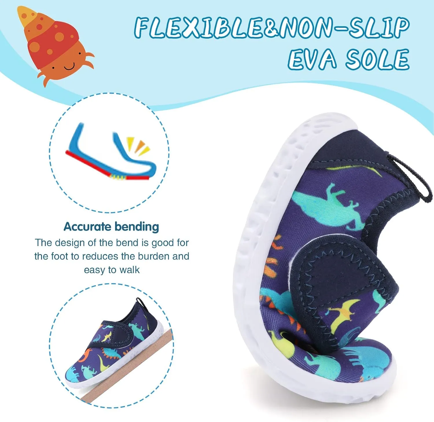 shopUAL Toddler Water Shoes Kids Girls Boys Beach Aqua Socks Skin Barefoot Walking Water Shoes Quick Dry Non-Slip Breathable Swim Pool Surf