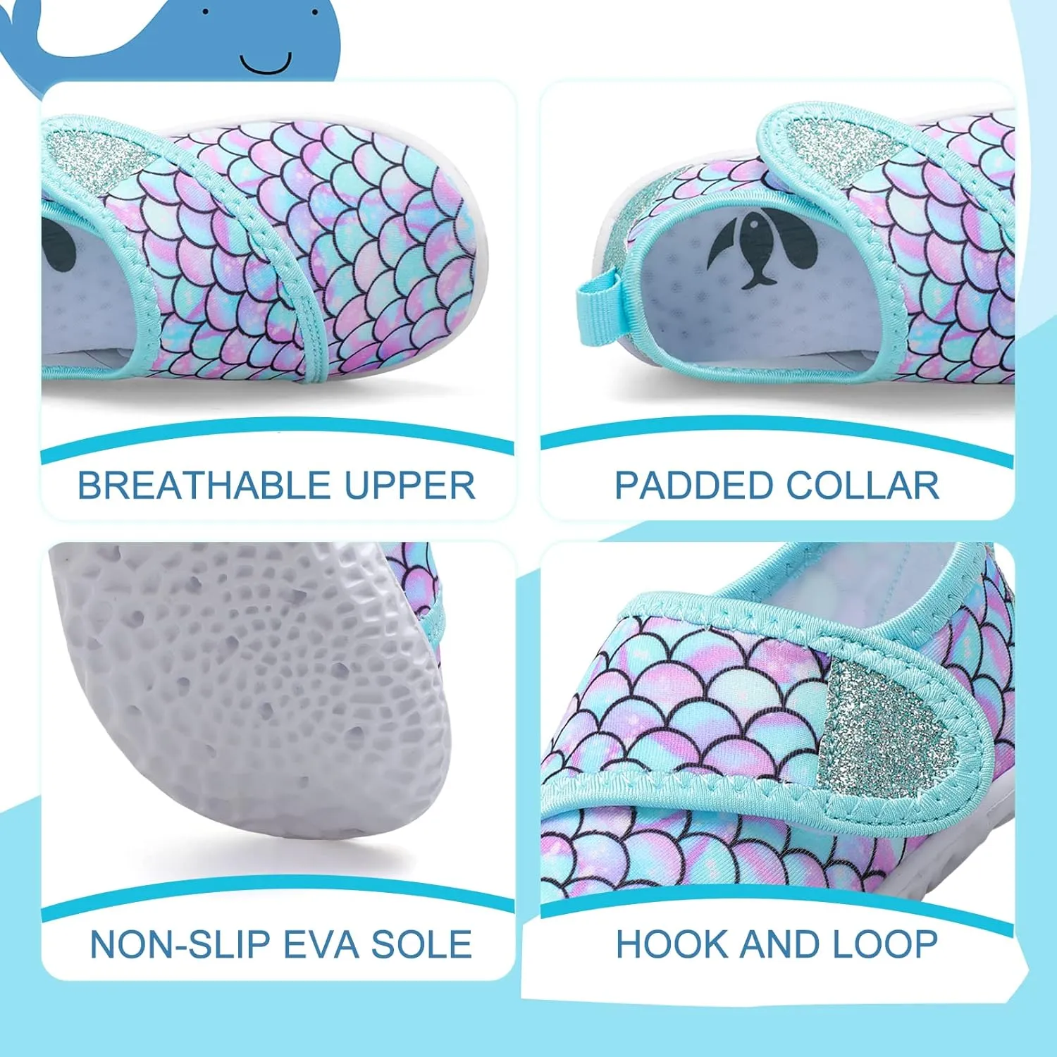 shopUAL Toddler Water Shoes Kids Girls Boys Beach Aqua Socks Skin Barefoot Walking Water Shoes Quick Dry Non-Slip Breathable Swim Pool Surf